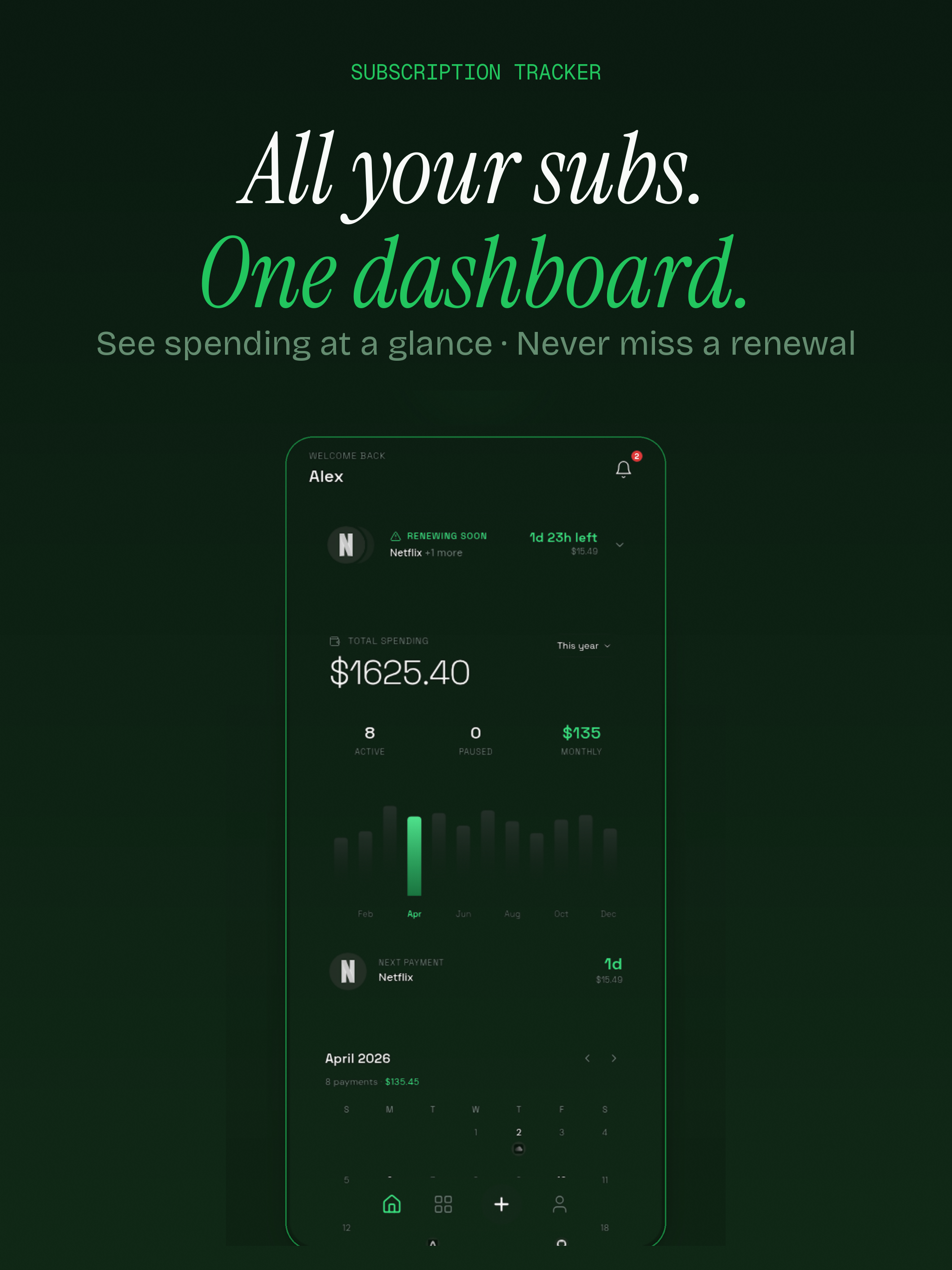 Subzap - Track Subscriptions