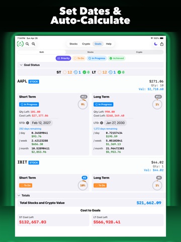 Investment Goals iPad screenshot
