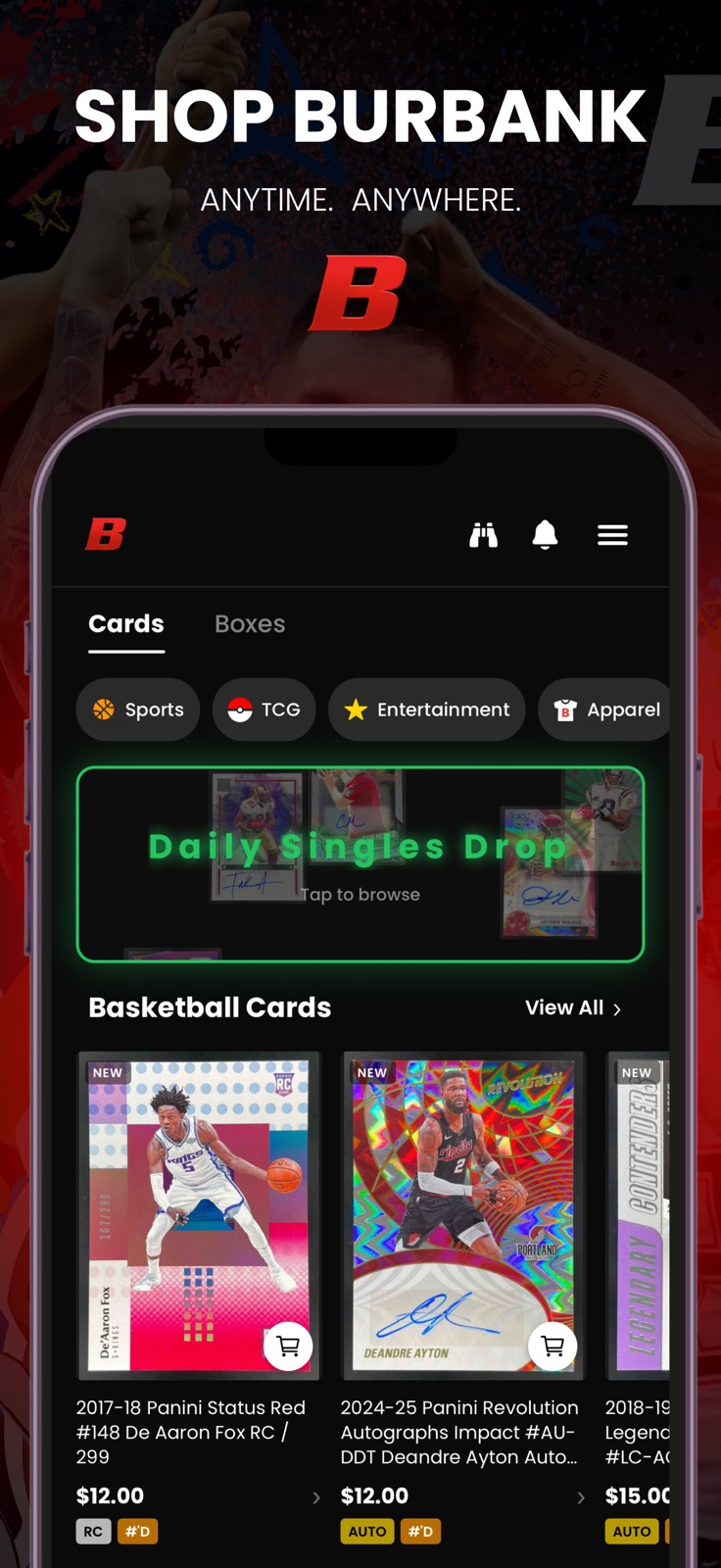 Burbank Sportscards iphone screenshot 1