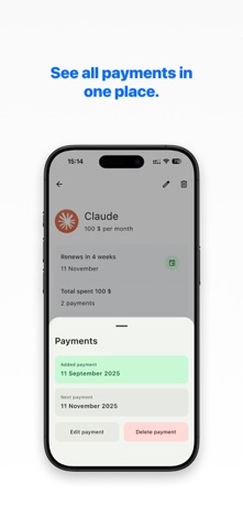 SmartSubs: Track Subscriptions iPhone screenshot