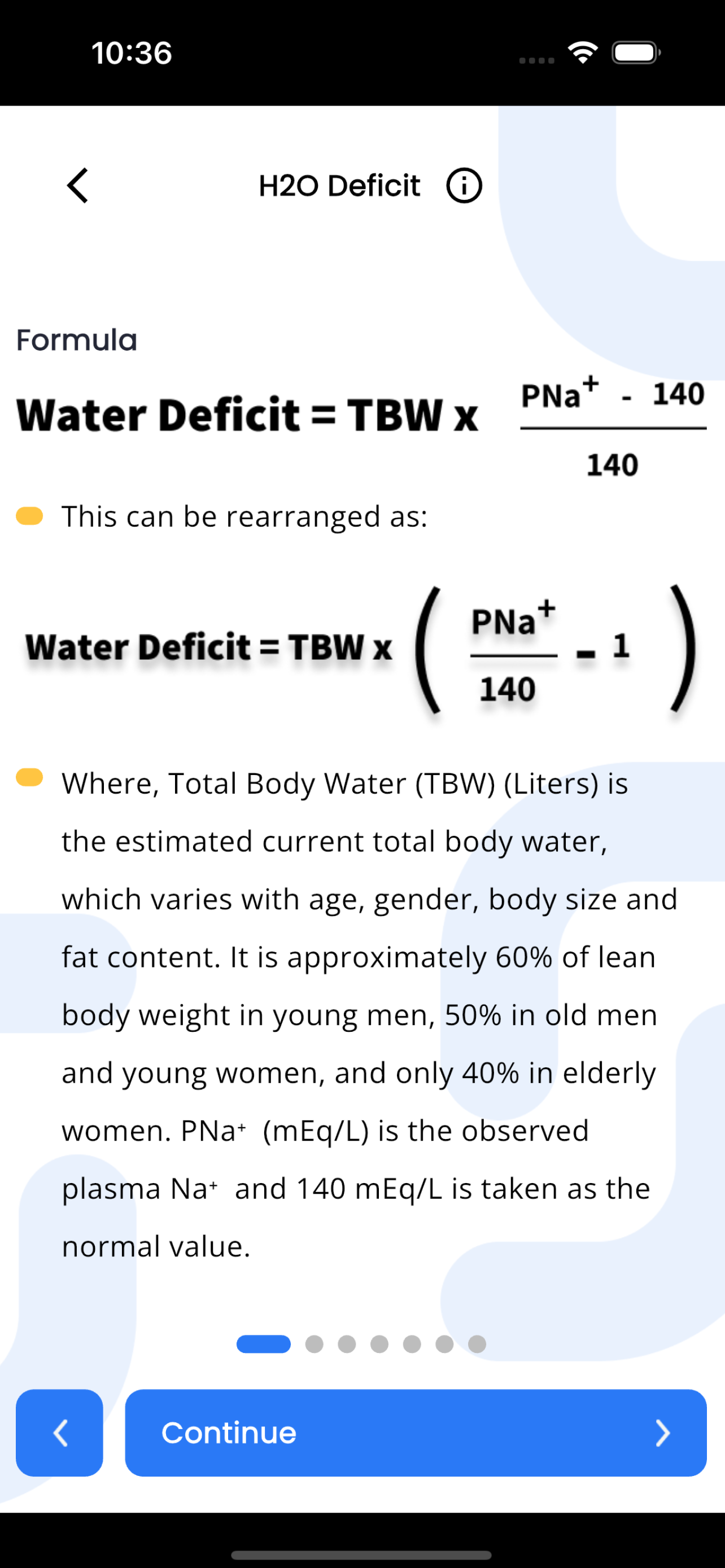 Water and Sodium Formulas