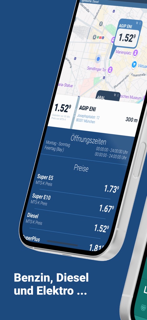 clever-tanken.de - Nutzer erhalten eine umfassende Stationsdetailansicht, die Öffnungszeiten und detaillierte MTS-K-Preise für verschiedene Kraftstoffarten anzeigt.