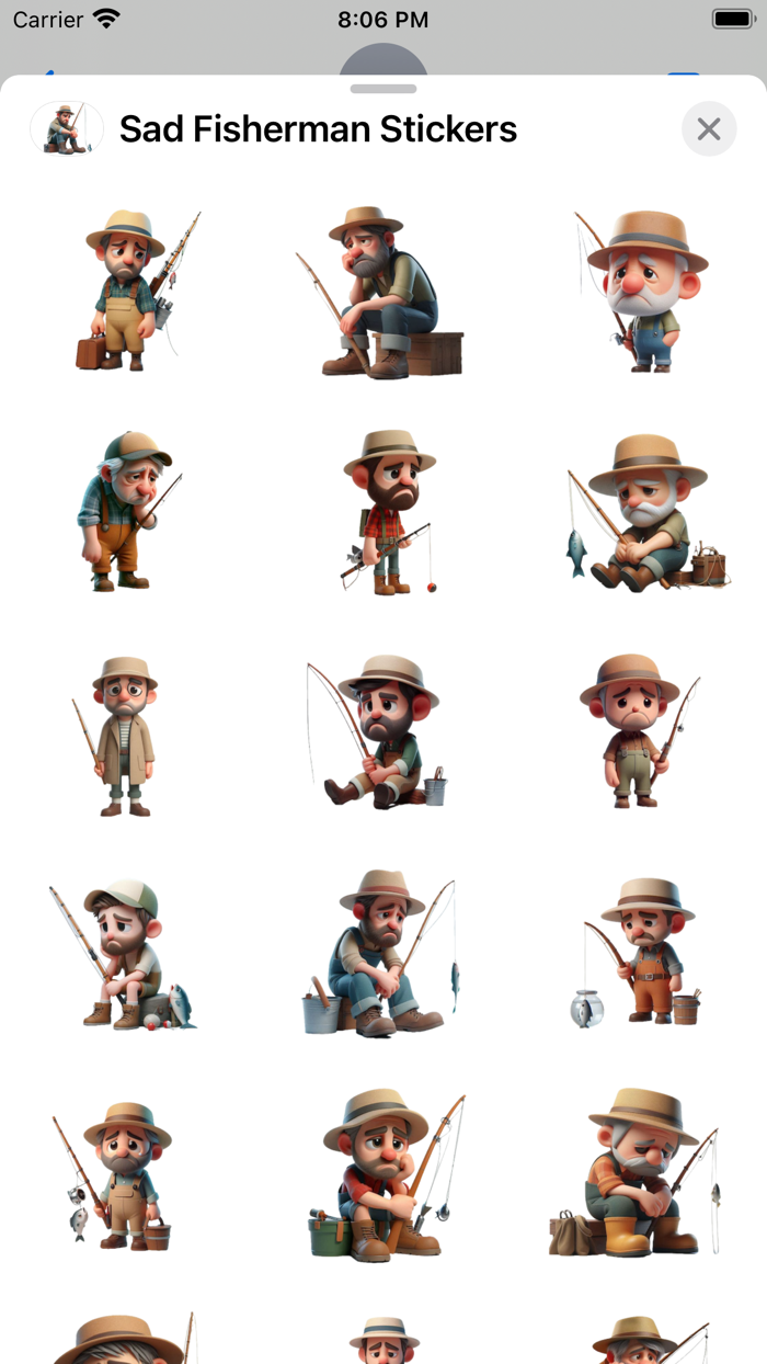Sad Fisherman Stickers