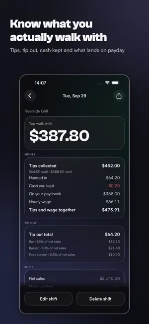 Cashout: Server Tip Tracker screenshot 1