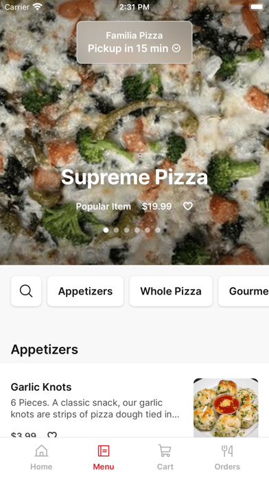 Familia Pizza iPhone screenshot 2 - Food & Drink app