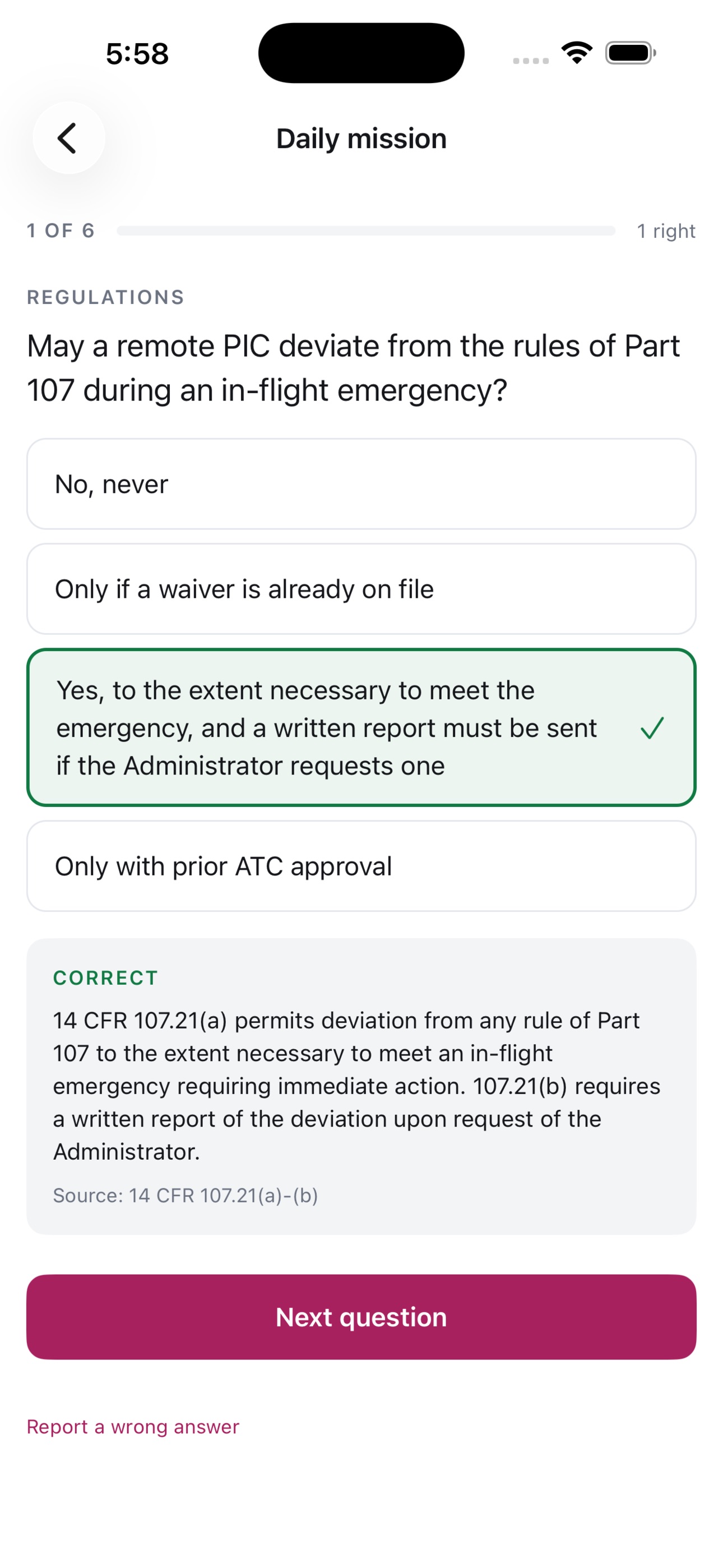 Screenshot 3 of Part 107 Ace – Practice Test