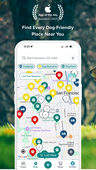 DogPack: Dog Friendly Spots iPhone screenshot 1 - Lifestyle app