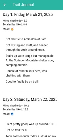 Saunter - Hiking Journal screenshot