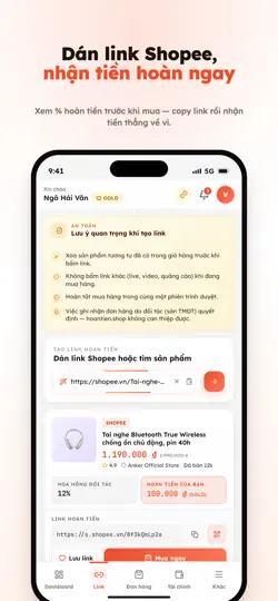 Скриншот Hoantien - Mua Sắm Hoàn Tiền на iPhone 2