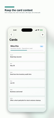 Business Card Follow-Up Studio screenshot