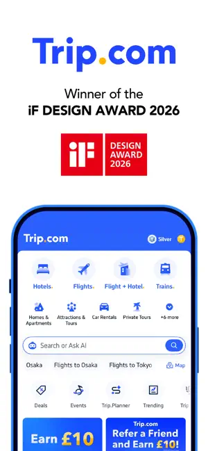 Trip.com: Flight, Hotel, Train iPhone screenshot 1
