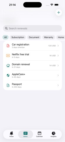 Renewal Tracker: Subs & Dates screenshot 2