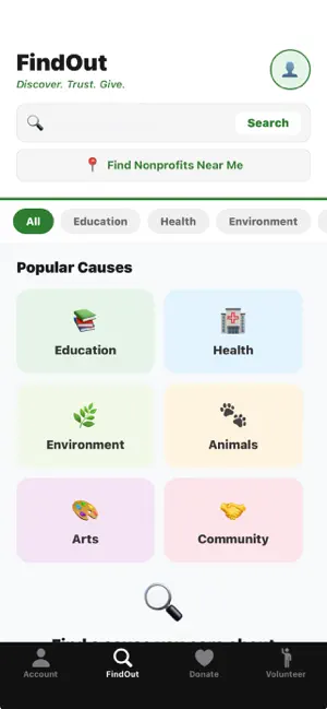 FindOut: Nonprofits & Donate screenshot 3
