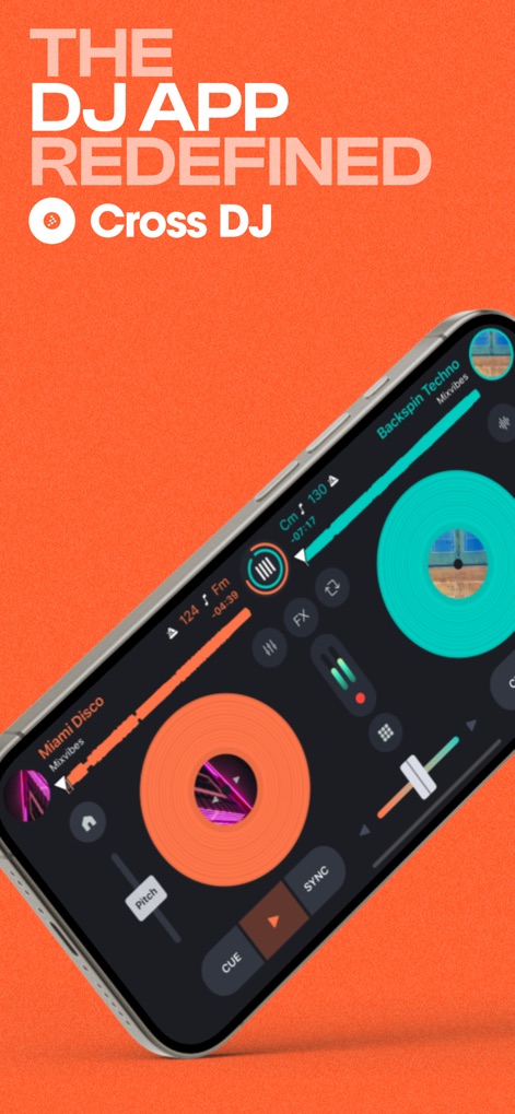 Cross DJ - Music Mixer App - L'application propose une interface épurée avec deux platines virtuelles, parfaites pour le mixage sur mobile. Les utilisateurs apprécieront l'intégration intuitive du logo Cross DJ.