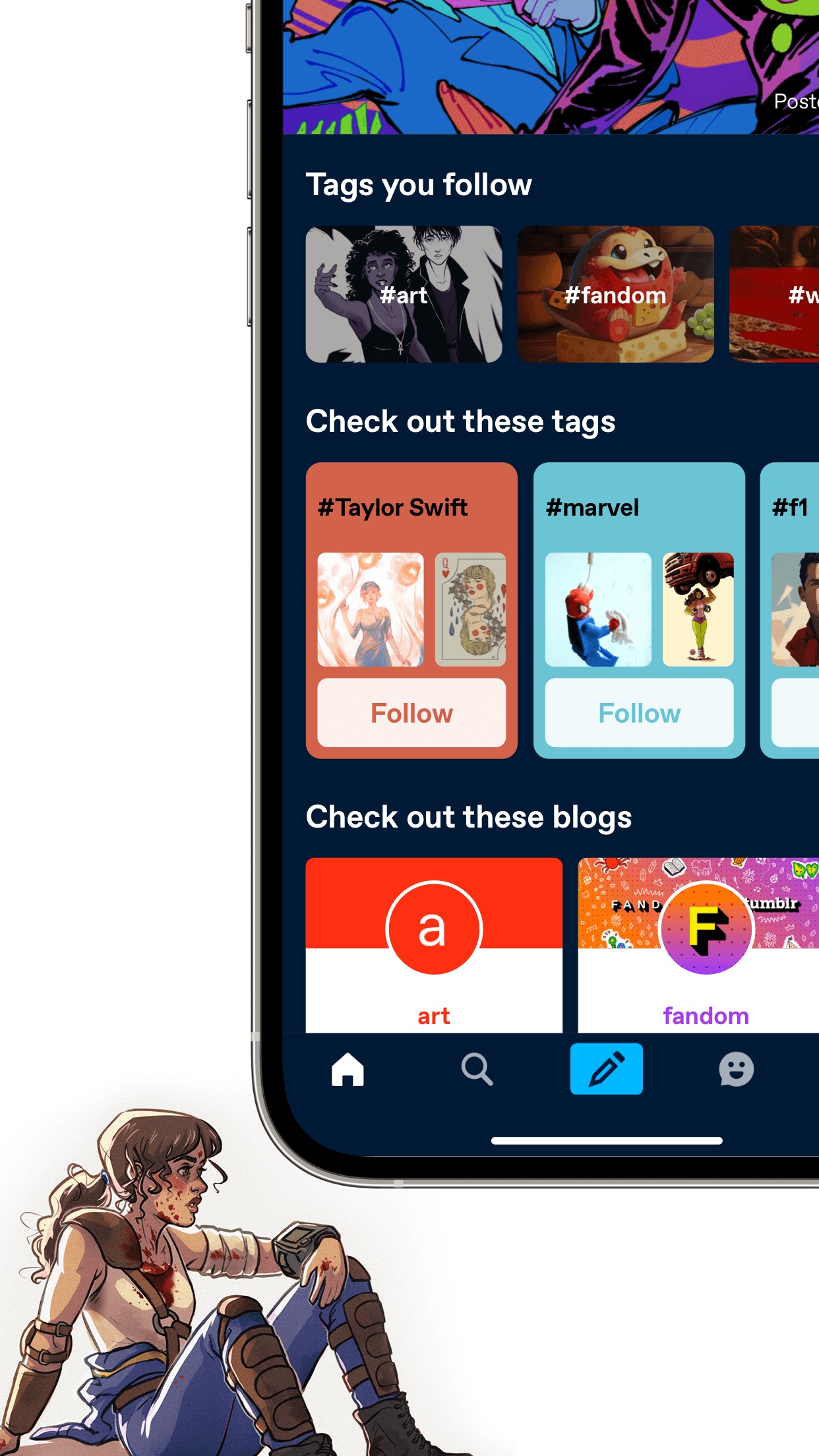 Screenshot do app Tumblr: Cultura, Arte e Trends