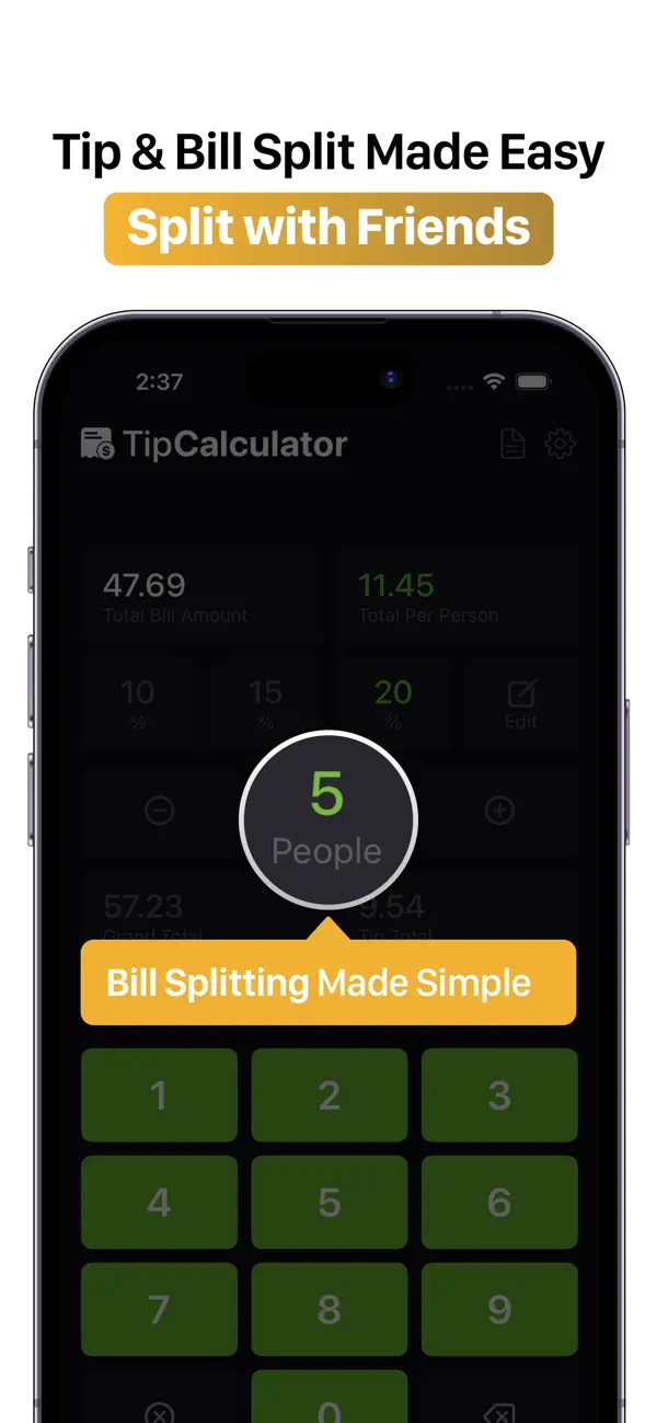 Screenshot #3 pour Tip Calculator + Bill Splitter