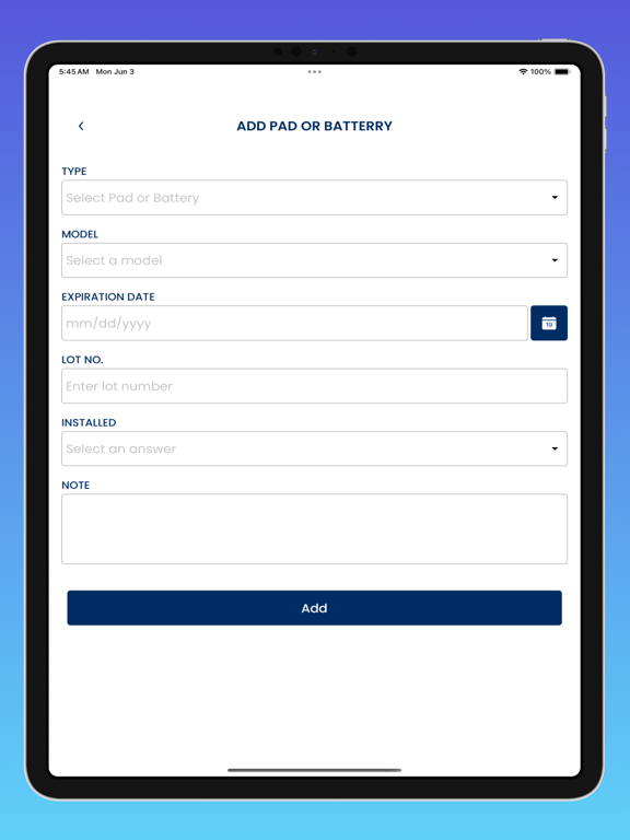 AED Log iPad screenshot 4 - Productivity app