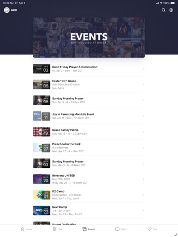 Grace Clarksville iPad screenshot