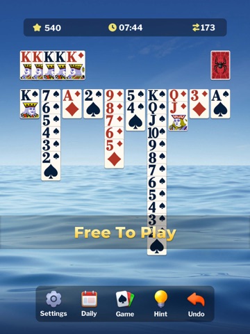 Spider Solitaire Large Cards iPad screenshot