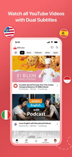 BiliTube: Duo Subs for YouTube iPhone screenshot 2