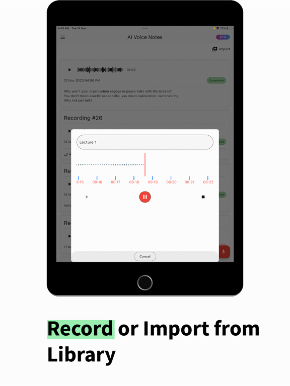 Meeting Notes Taker - Waya iPad screenshot