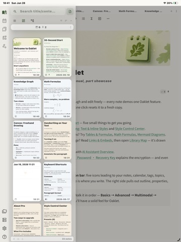 Oaklet Notes iPad screenshot
