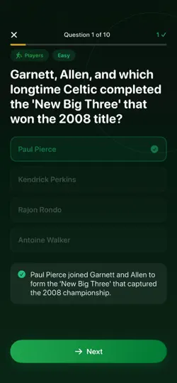Screenshot von Celtics Trivia auf dem iPhone 4