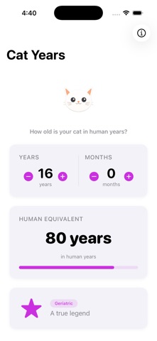 Cat Years Calculator Screenshot 3 of 4