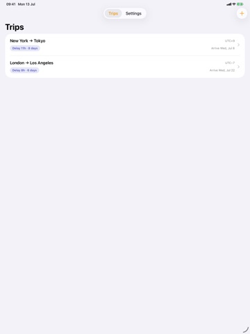 Sunwise – Jet Lag Planner iPad screenshot