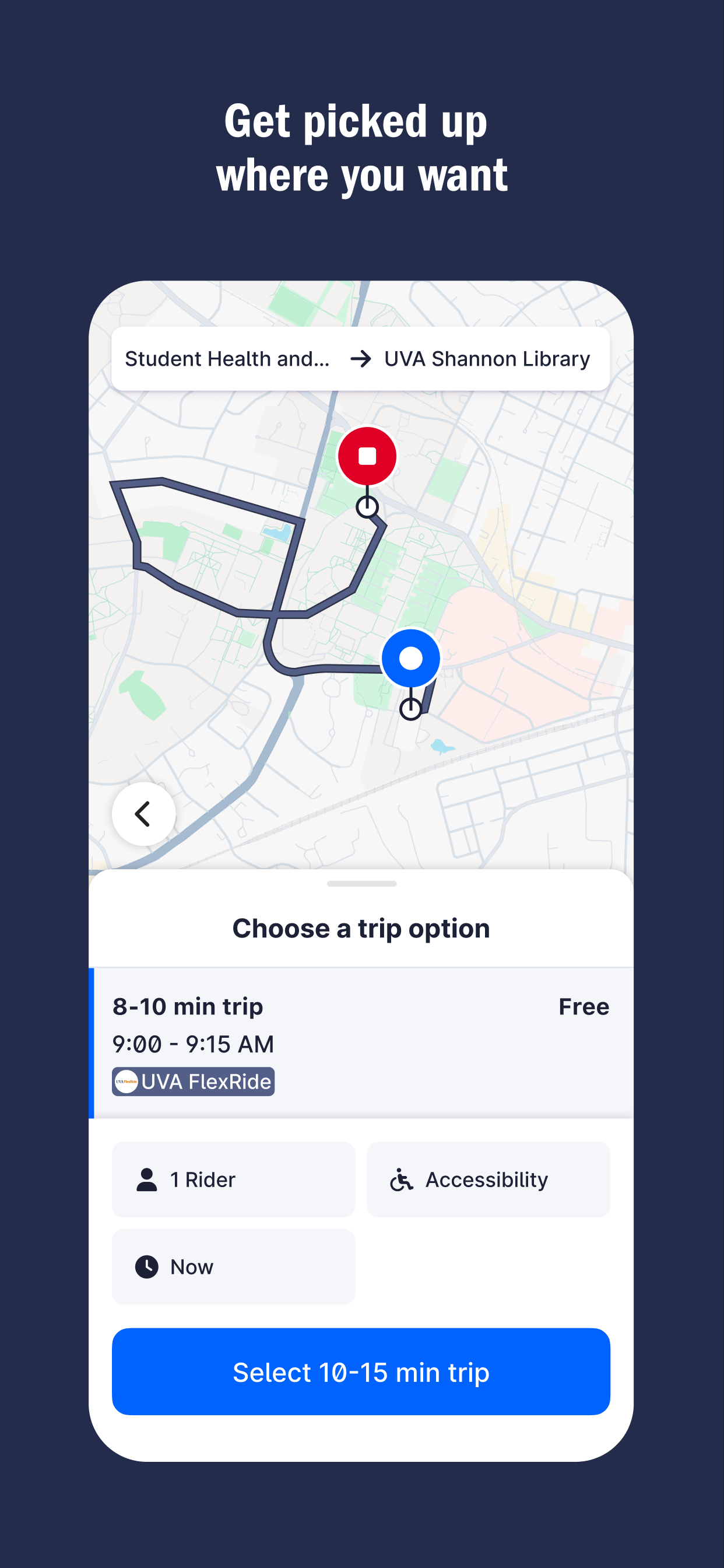 University of Virginia Transit screenshot 2
