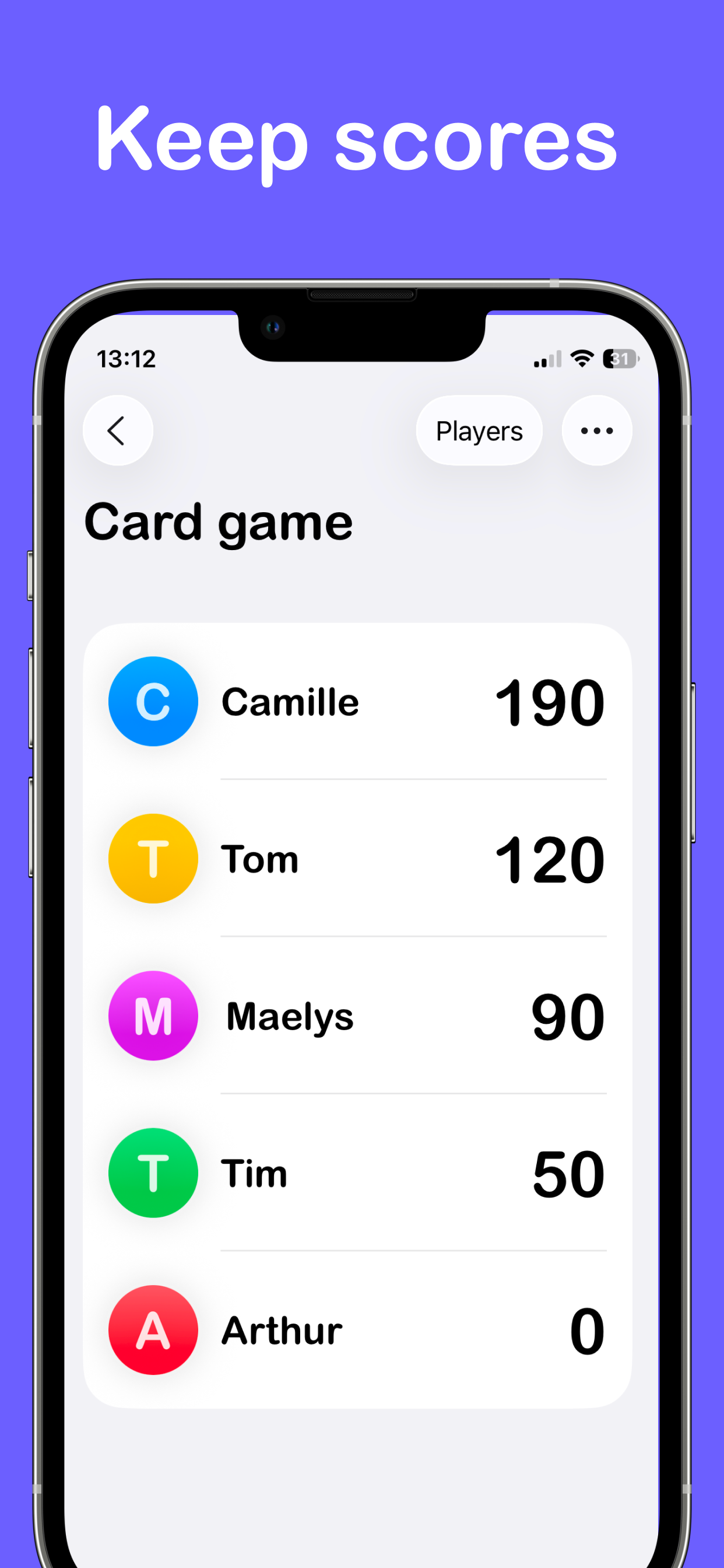 iScore - Simple Score Keeper