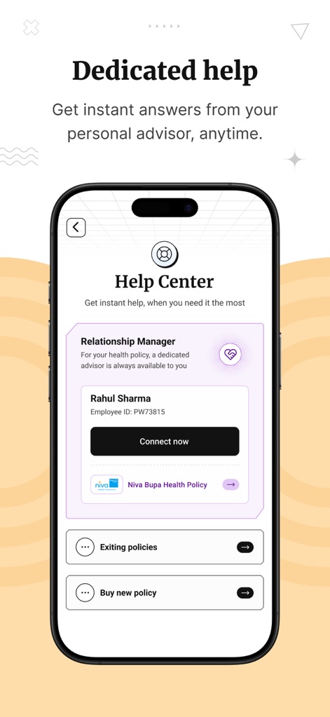 Policybazaar - Buy Insurance - Users have direct access to a dedicated relationship manager for personalized assistance and can easily navigate options related to existing or new policies within the help center.