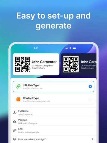 Business Card Widget iPad screenshot