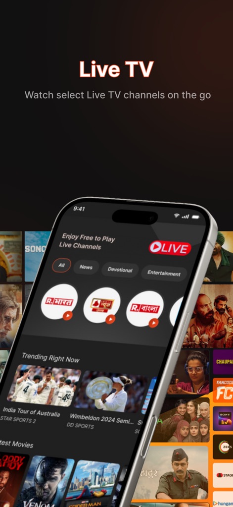 My DishTV - ユーザーは、カテゴリー別に整理されたライブTVチャンネルをストリーミング視聴でき、リアルタイムでトレンドの番組やコンテンツを簡単に発見できます。