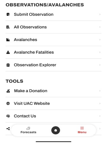 Utah Avalanche Center (UAC) iPad screenshot