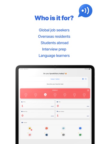 SpeakDiary - Speak English iPad screenshot