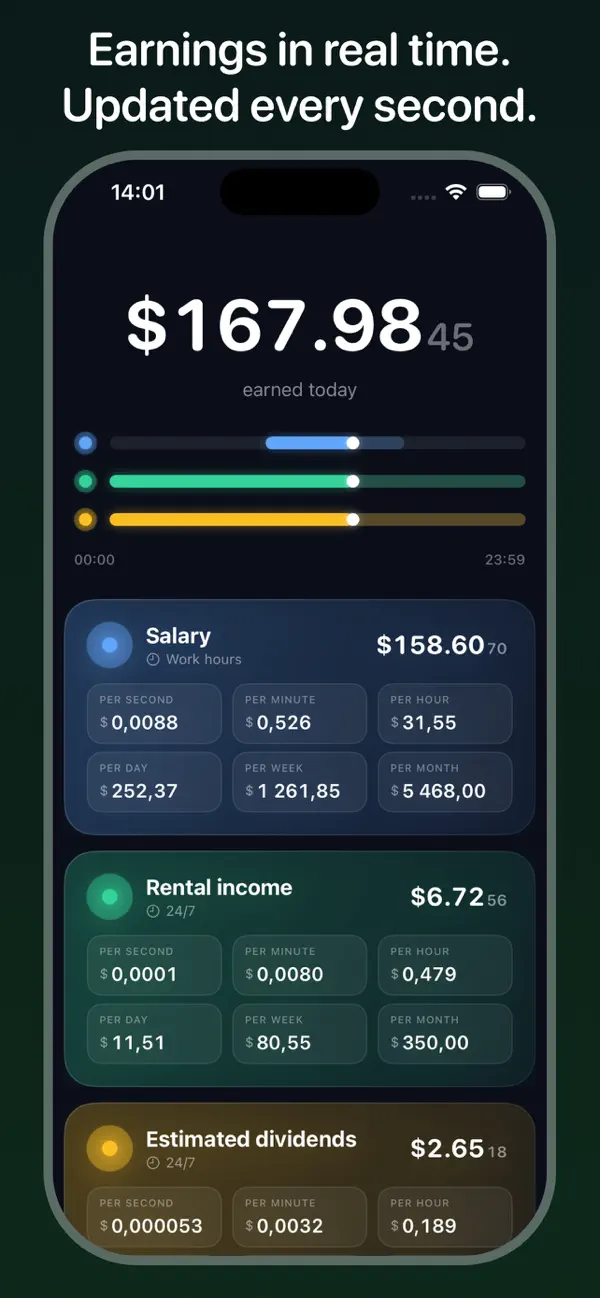 Screenshot #2 pour Tikker - Live Income Tracker