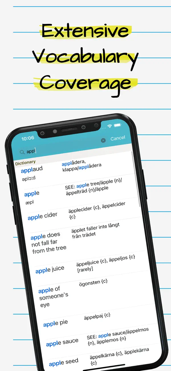Screenshot #1 pour Swedish English Dictionary Pro