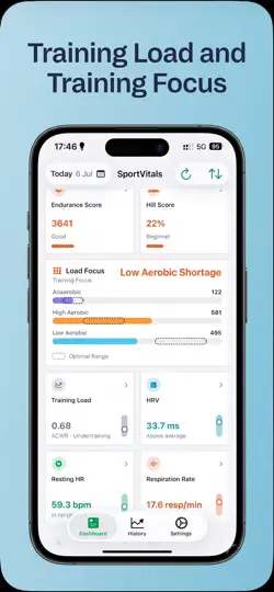 Captura de pantalla de SportVitals en iPhone 6