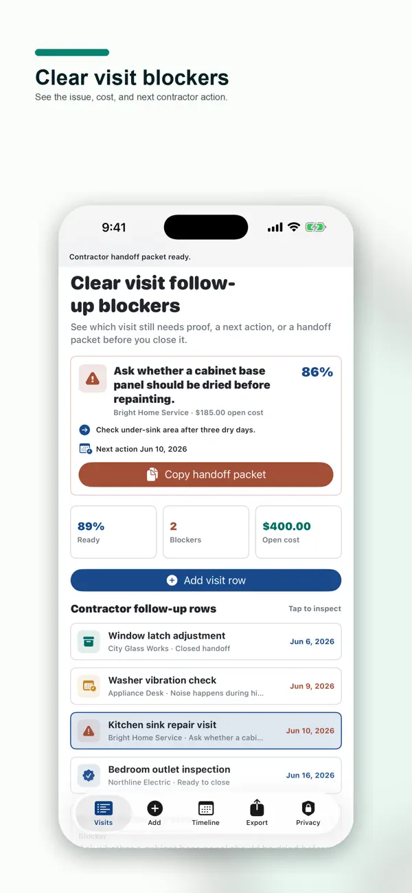 Screenshot #1 pour Contractor Visit Notes