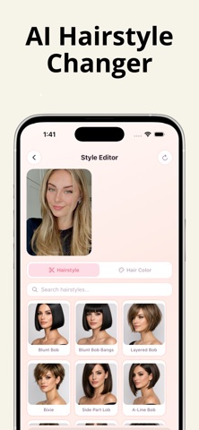 AuraHair : AI Hairstyle Try On iPhone screenshot