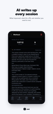 Joti - Workout tracker iPhone screenshot