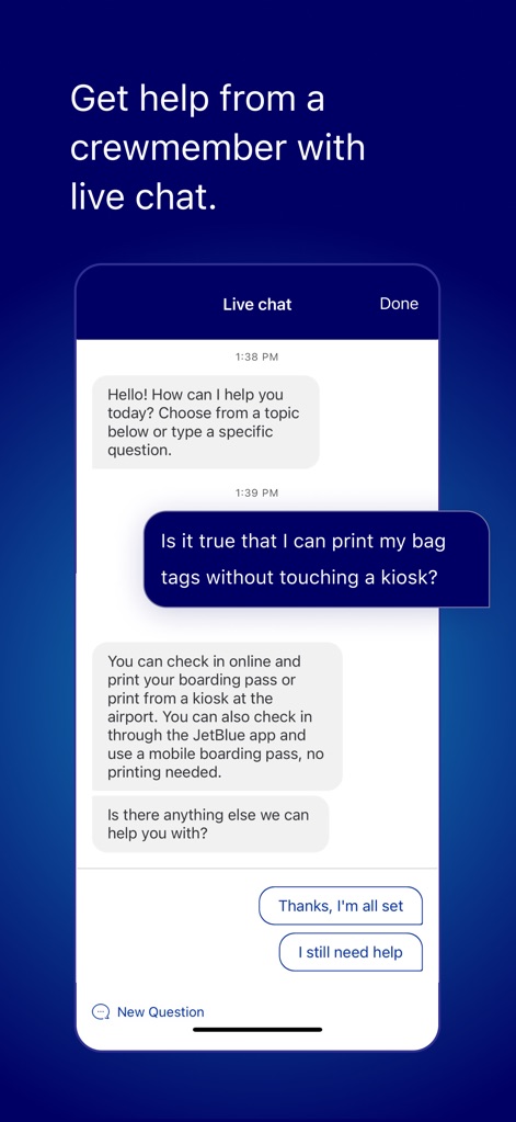 JetBlue - Book & manage trips - Direct Crew Support