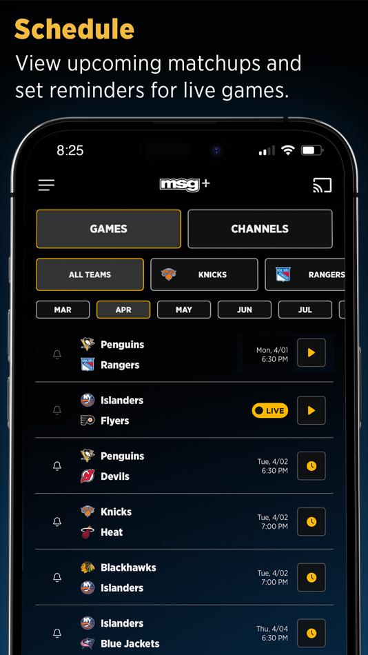 #4. MSG+ (iOS) 由: MSGN Interactive LLC