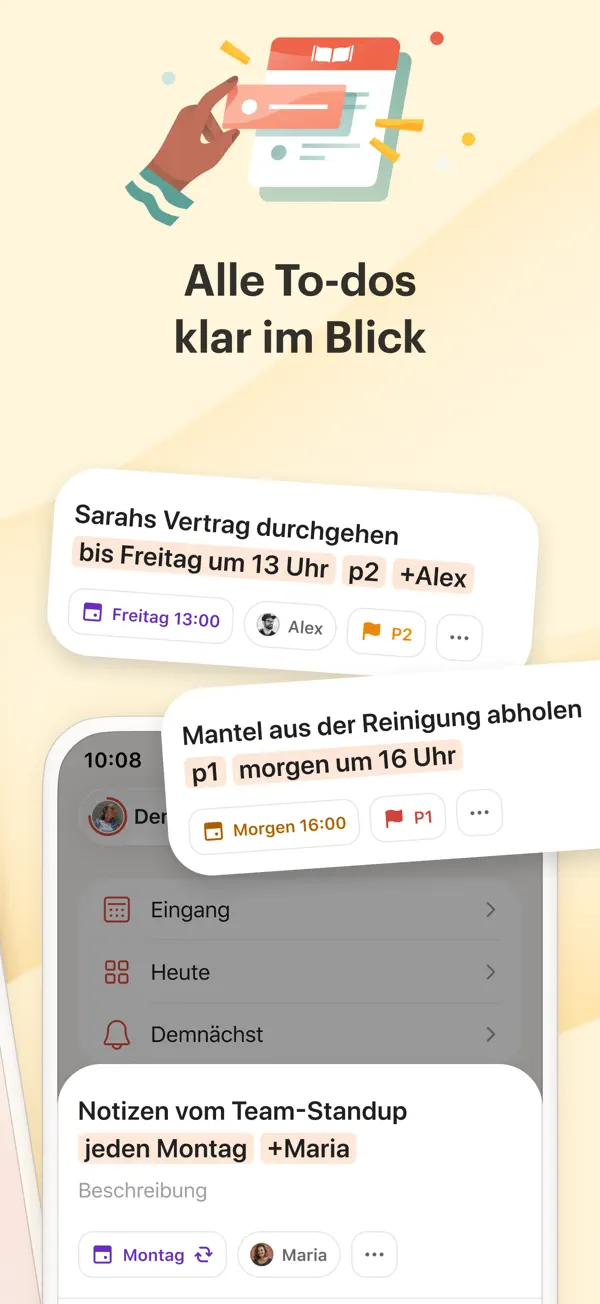 Todoist: To do list, Kalender iPhone App Screenshot 2 – Produktivität