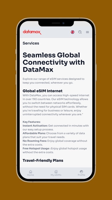 DataMax eSIM Travel & INternet Screenshot