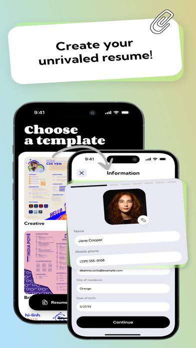 Resume Builder: Job Template Screenshot