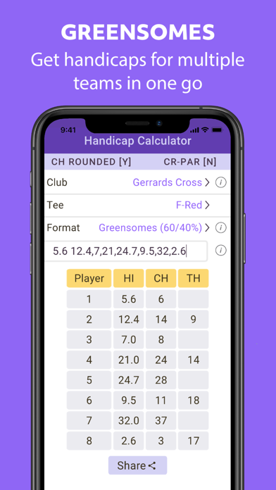 WHS Handicap Calculator Screenshot