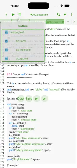 Screenshot von Python3 IDE Fresh Edition auf dem iPhone 6