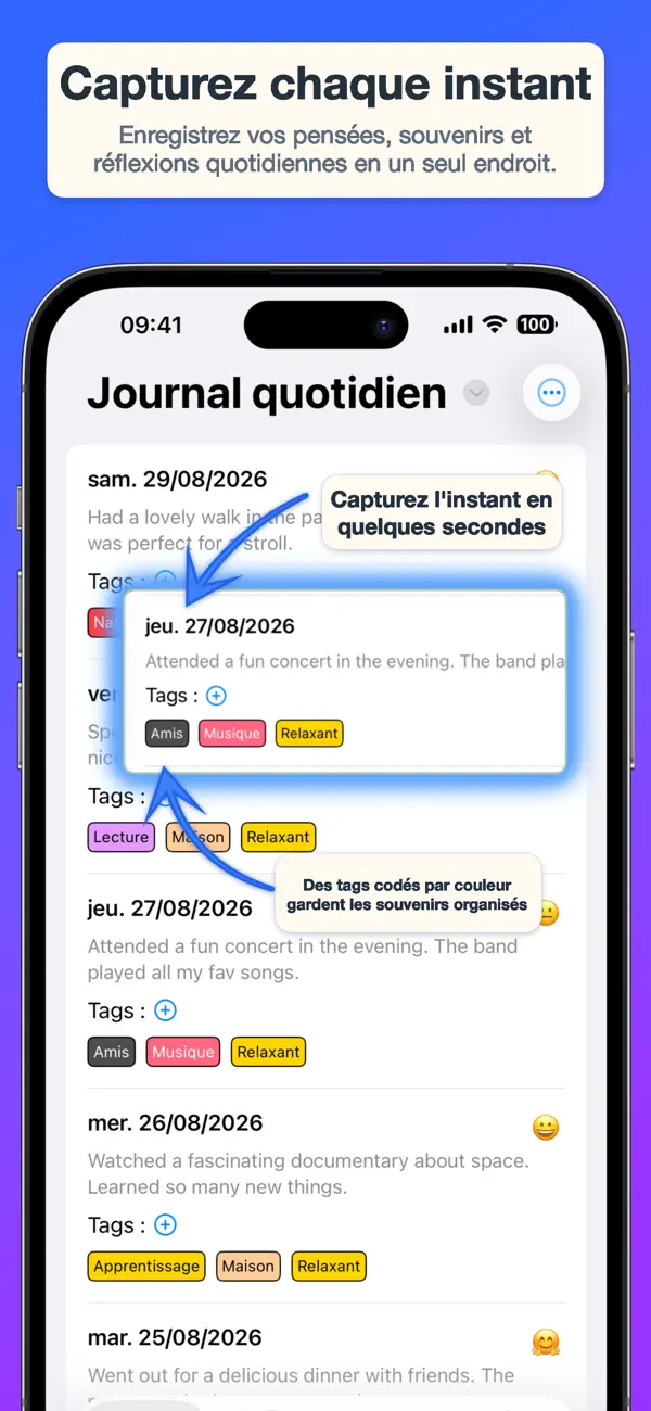 Screenshot #1 pour Journal Rapide - avec tags